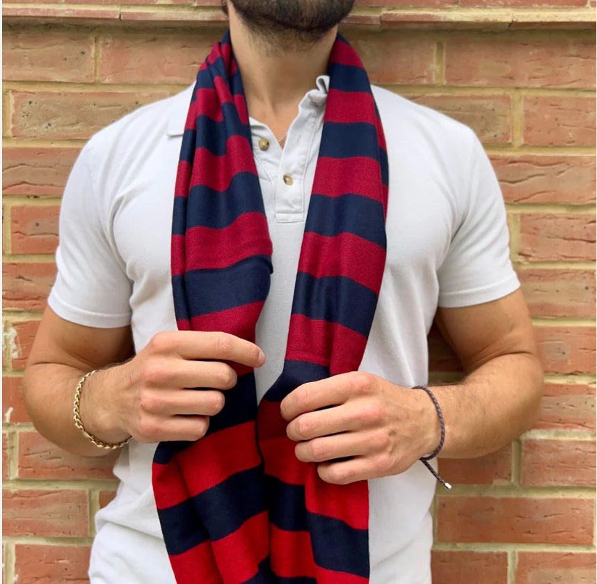 Red And Blue Stripe Bamboo Scarf