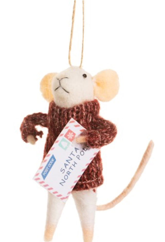 Mouse with Letter to Santa Felt Decoration