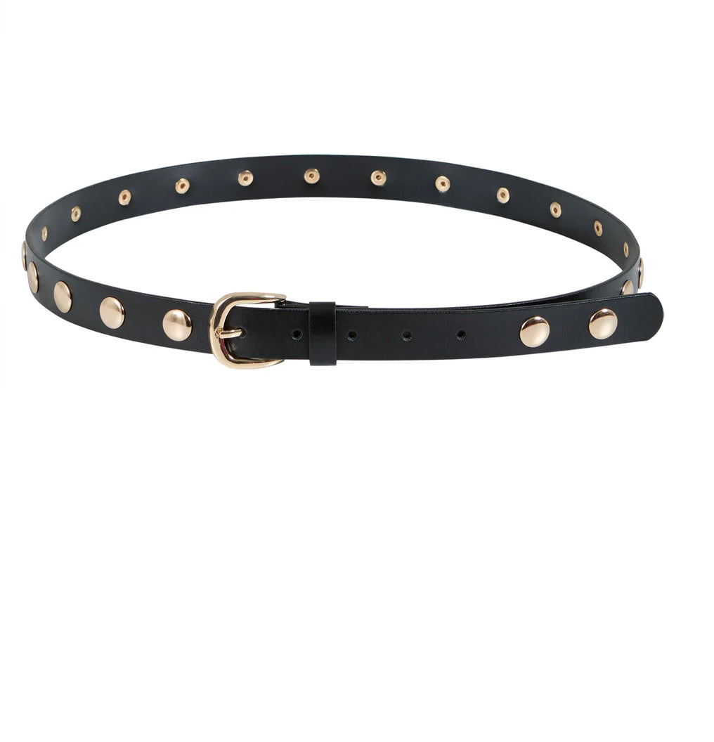 Leather Belt With Silver Studs