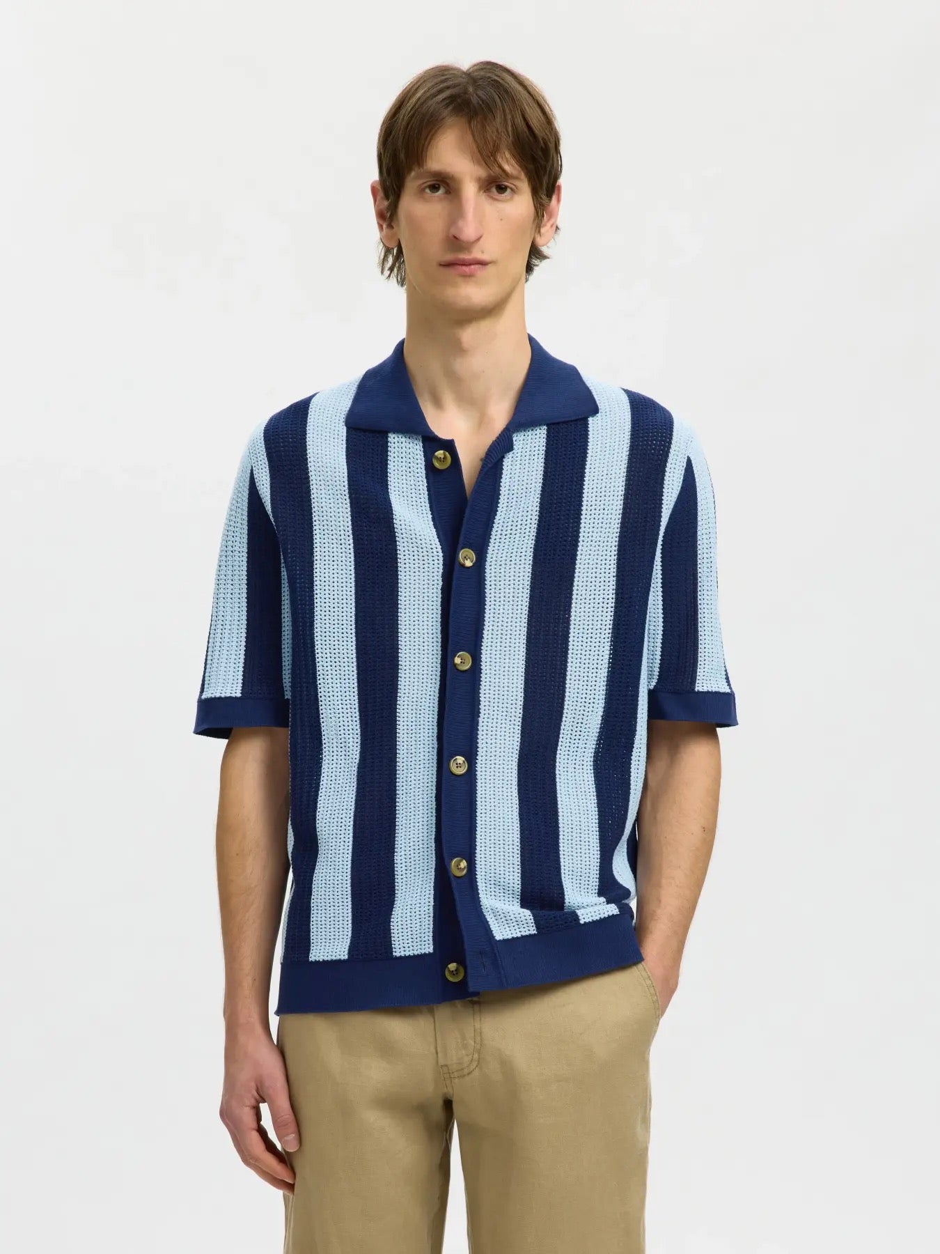 SLHSHANE SS OPEN POLO CARDIGAN