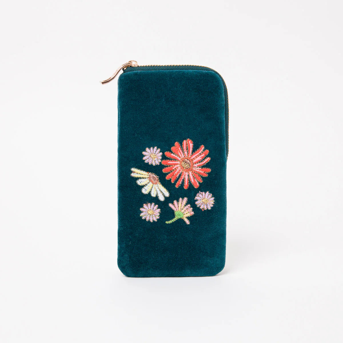 Wildflower Velvet Sunglasses Case - Rich Blue
