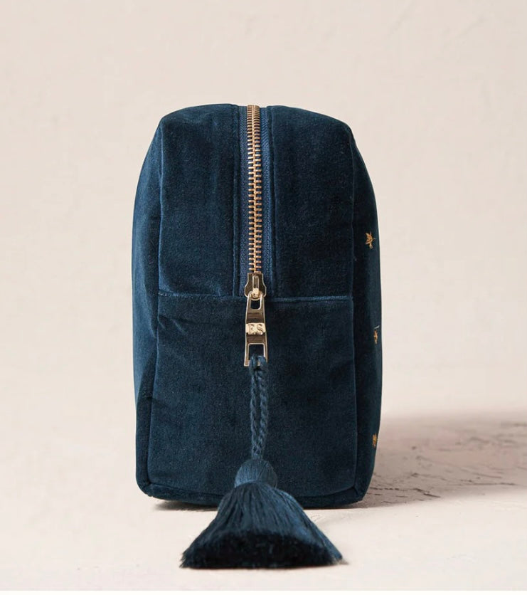 Polar Bear Velvet Wash Bag - Ink Blue