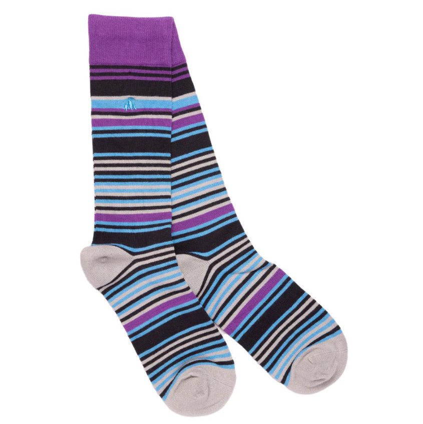 Purple And Blue Striped Bamboo Socks