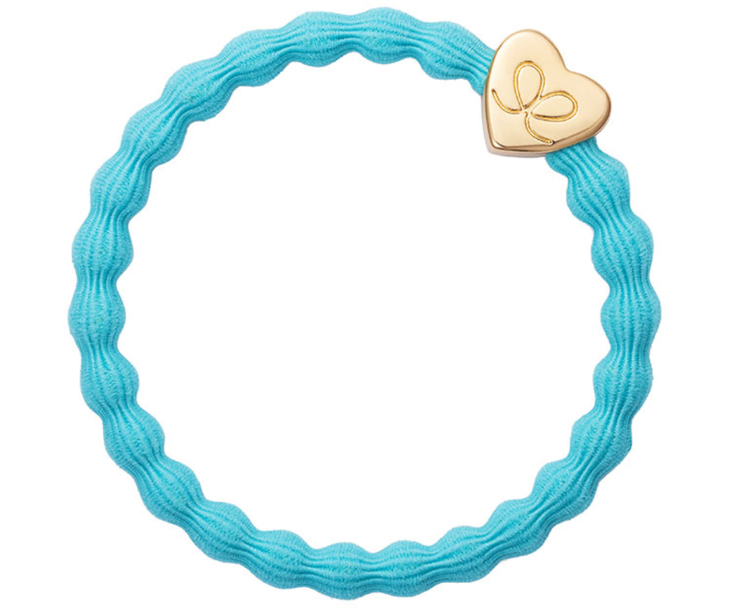 Plain Gold Heart Band - Neon Blue