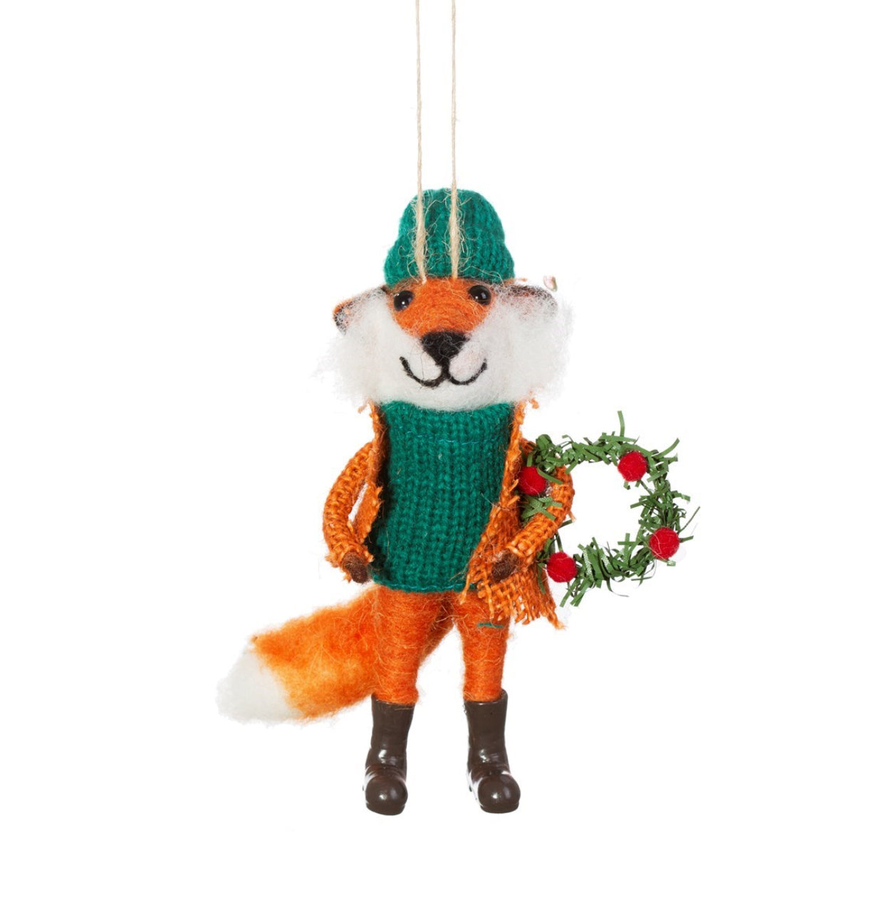 Fox With Wreath Felt Decoration