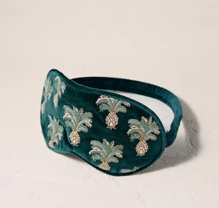 Pineapples Velvet Eye Mask - Emerald