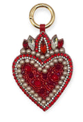 Red Beaded Heart Bag Charm