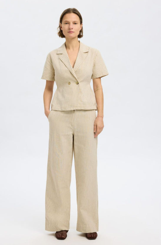 SLFJOHANNE SS STRIPE BELTED TOP