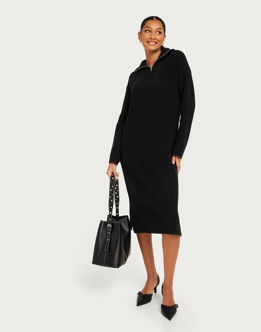 SLFBLOOMIE LS KNIT DRESS HALF ZIP