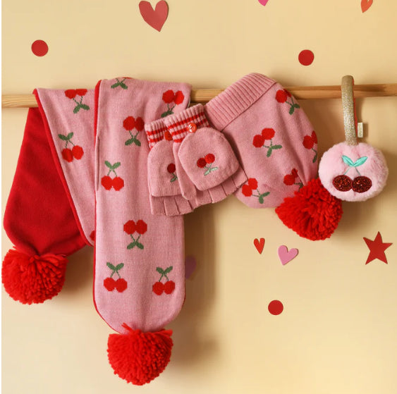 Cheerful Cherry Knitted Scarf