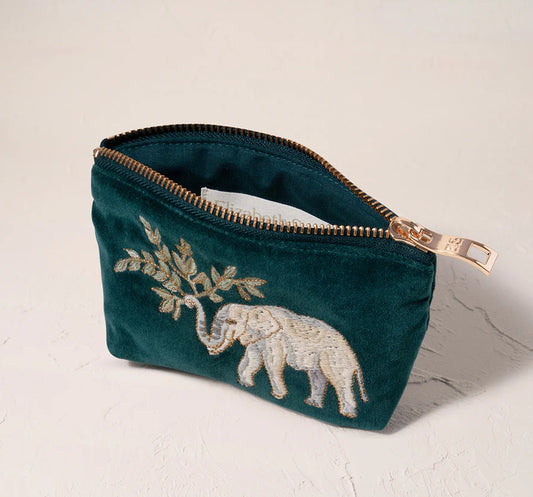 Elephant Herd Velvet Coin Purse