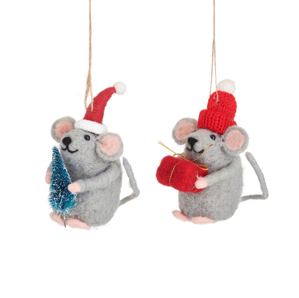 Festive Gifting  Mice Felt Decoration Assorted