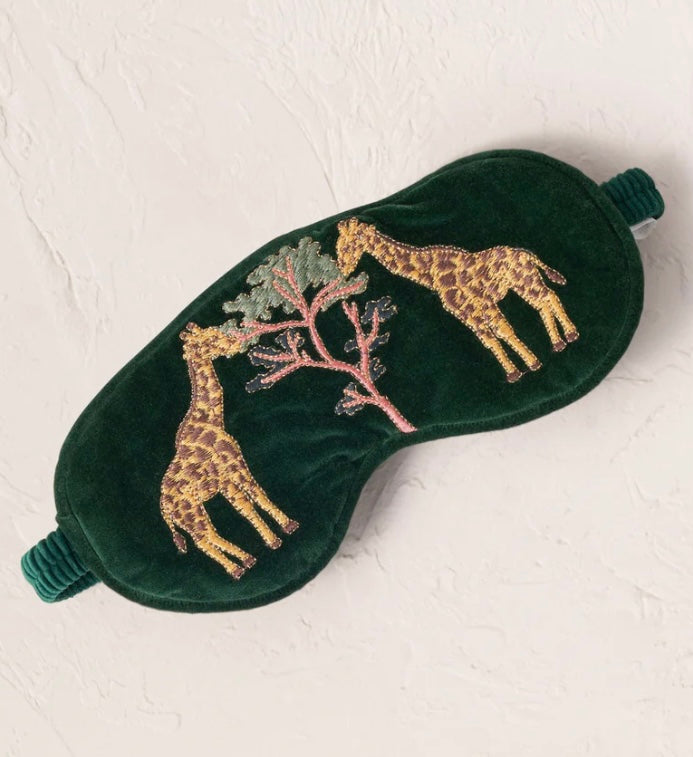 Giraffe Velvet Eye Mask -Forest