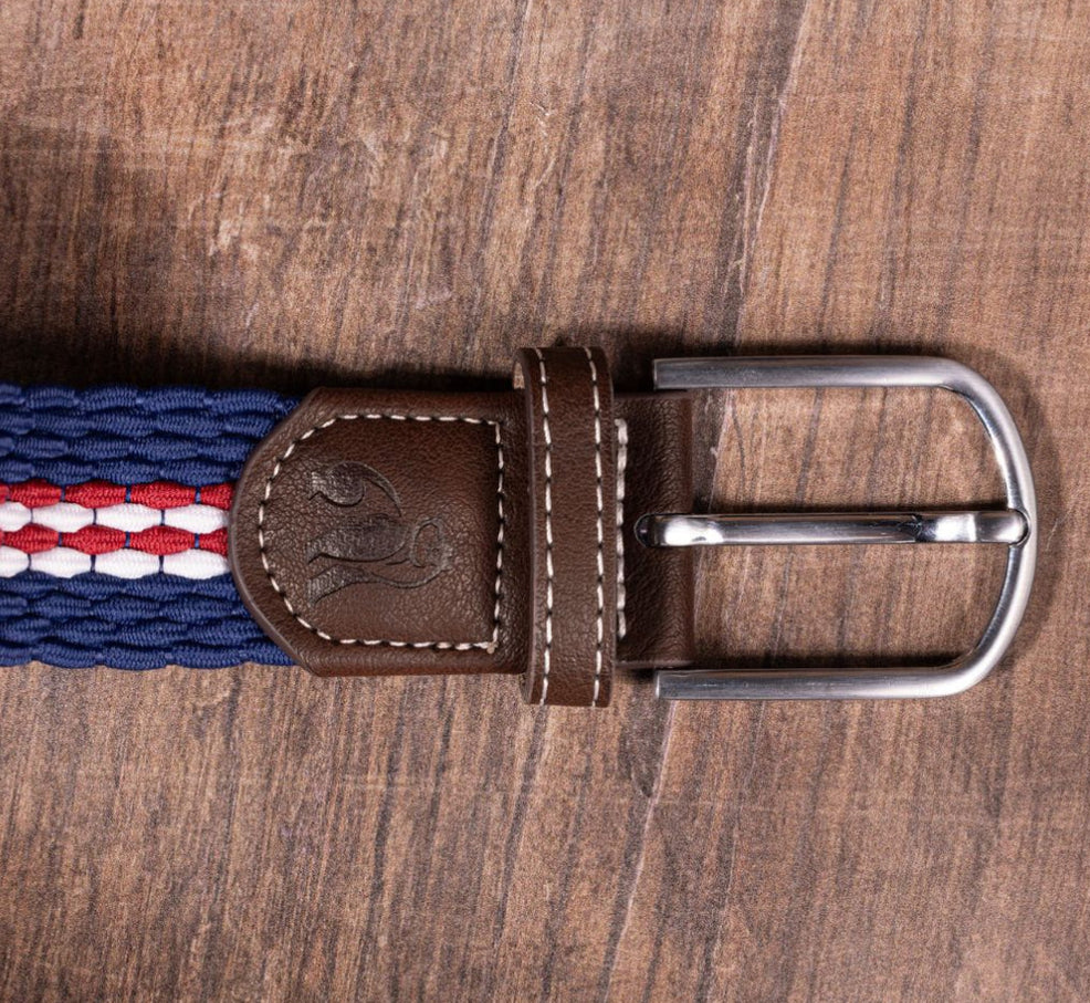 Recycled Woven Belt - Burgundy Fine Stripe