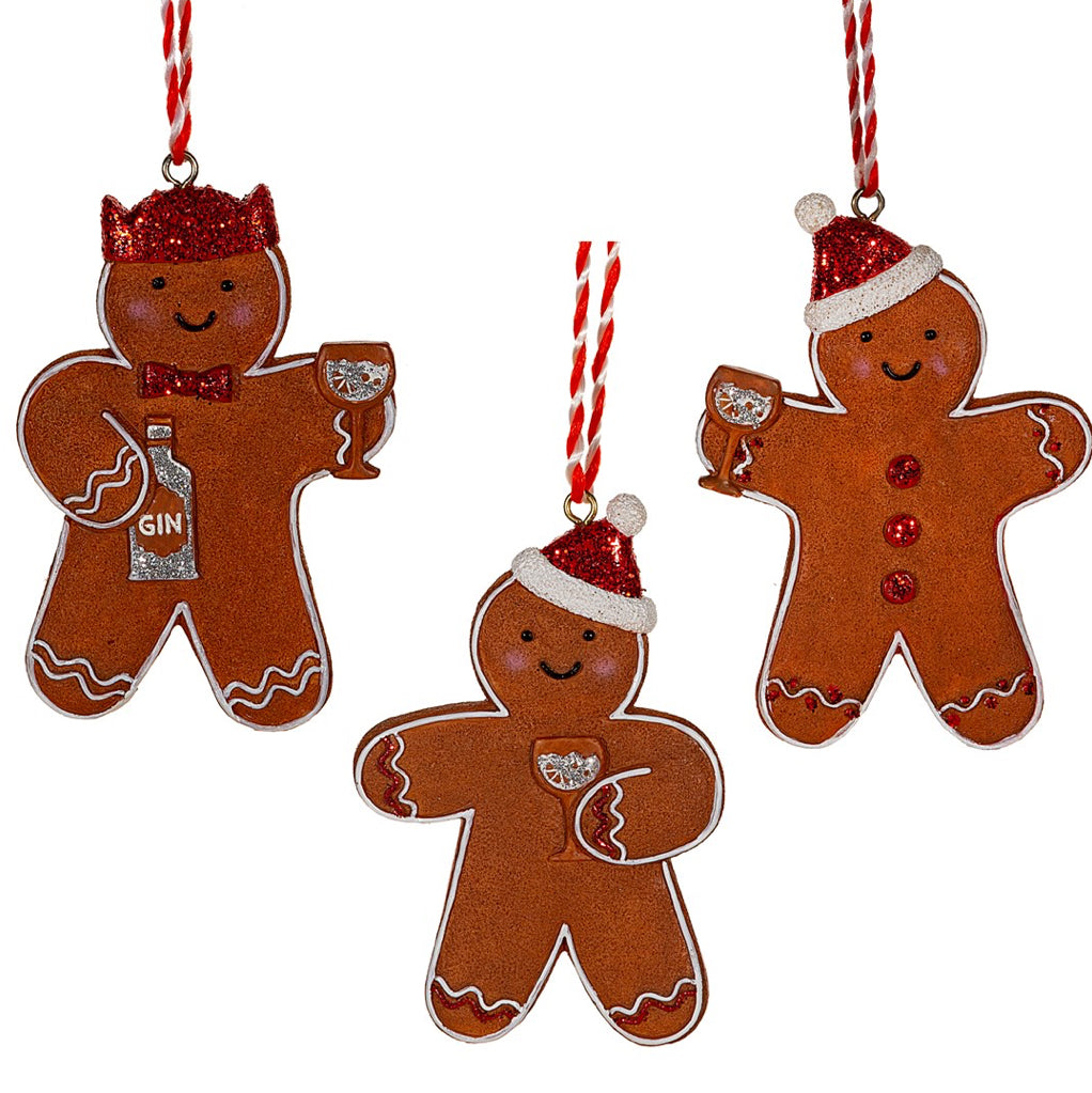 Gin-gerbread Men Hanging Decorations - Set of 3