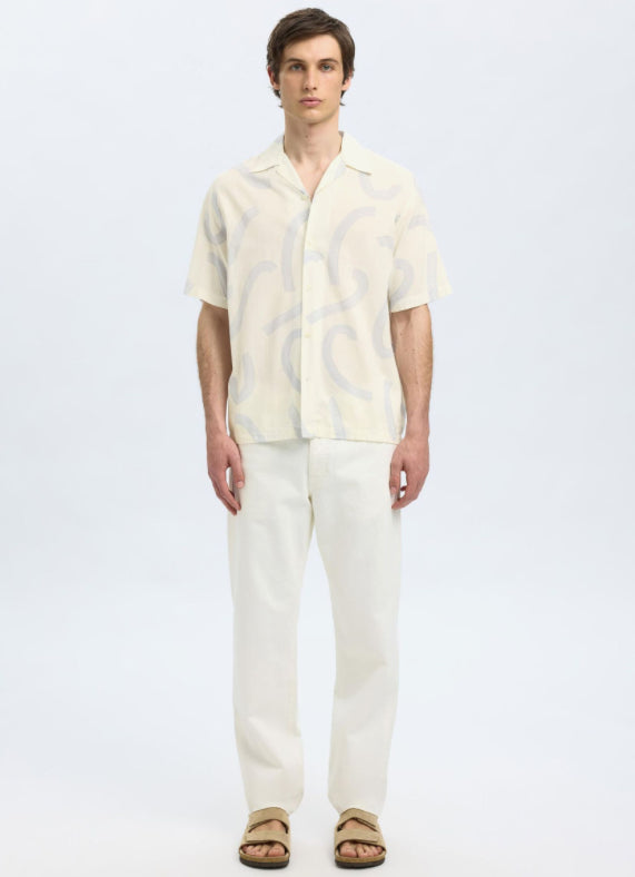SLHRELAXAIR MIX SHIRT - Egret/Line