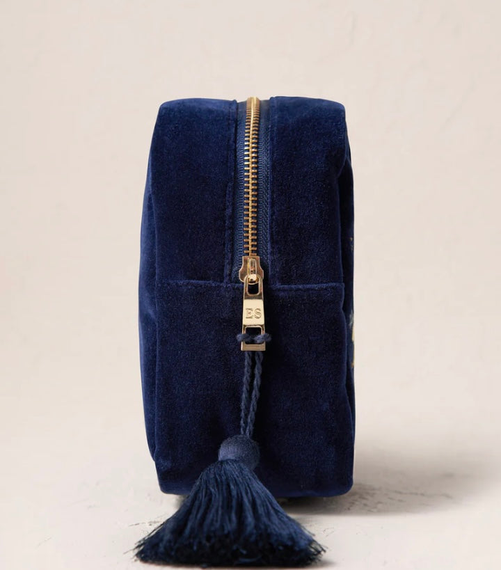 Celestial Velvet Wash Bag-Navy