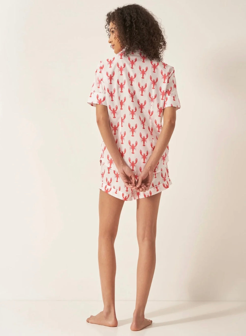 Women’s Organic Cotton Short Sleeve Pyjama Short Set - Red Lobster