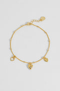 Triple Heart Charm Bracelet Gold Plated