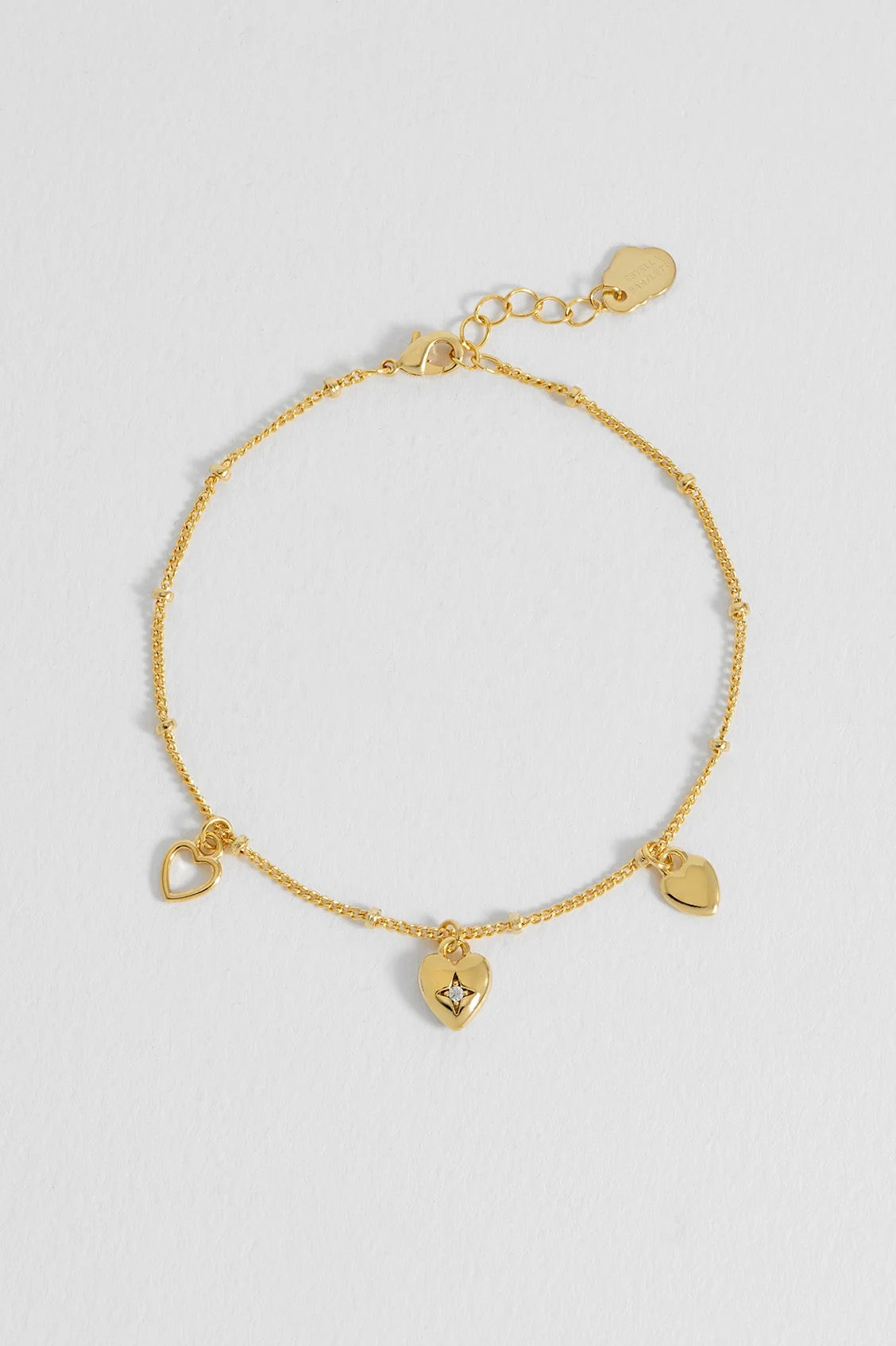 Triple Heart Charm Bracelet Gold Plated
