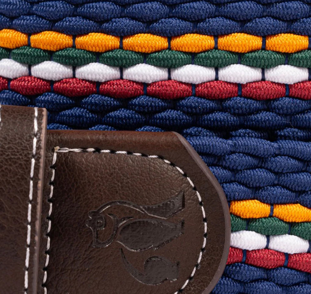 Recycled Woven Belt - Orange/Burgundy Fine Stripe