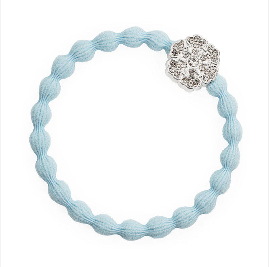 ByEloise Silver Snowflake Bangle Band - Sky Blue