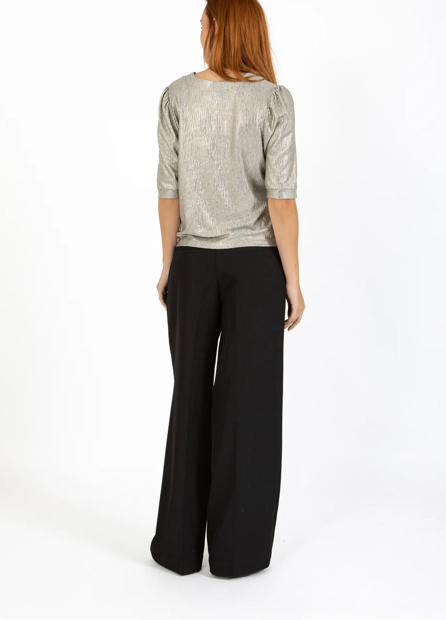 Top With Puff Sleeves Silver/Gold