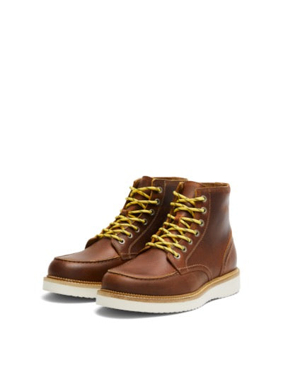 SLHTEO NEW LEATHER MOC-TOE BOOT - COGNAC