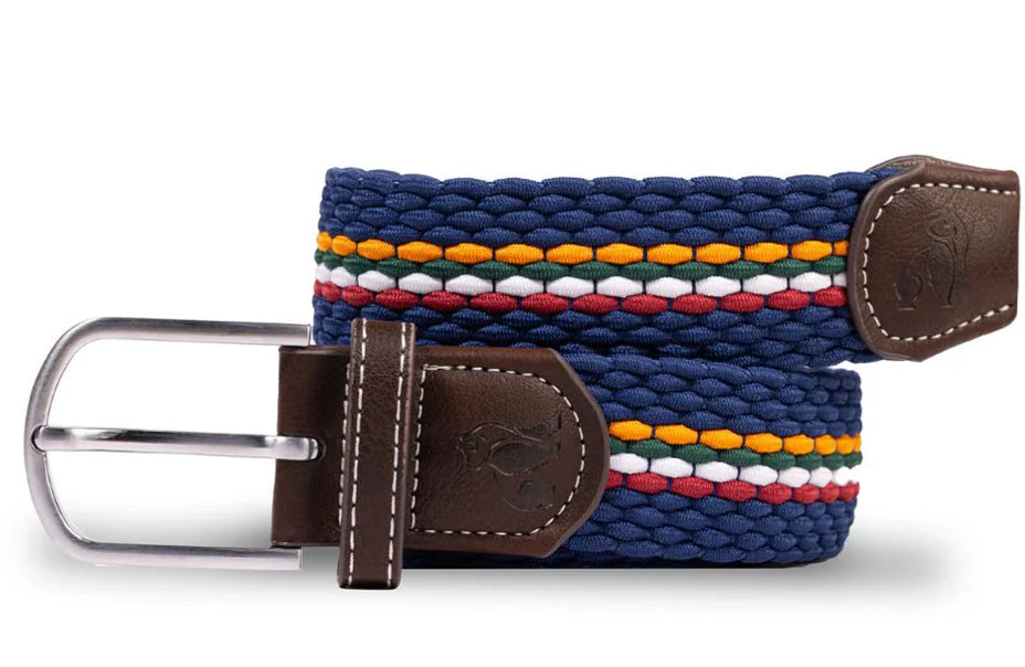 Recycled Woven Belt - Orange/Burgundy Fine Stripe