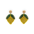 Yellow & Green Beaded Lemon Drop Earrings