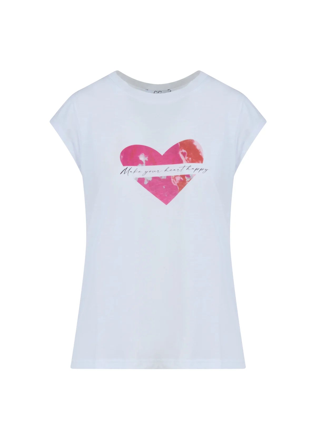 CC Heart Happy T-Shirt - White / Pink