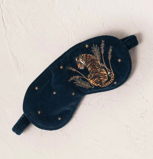 Tiger Conservation Velvet Eye Mask - Ink Blue