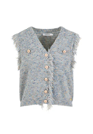 KNIT VEST- Grey Metallic Mix
