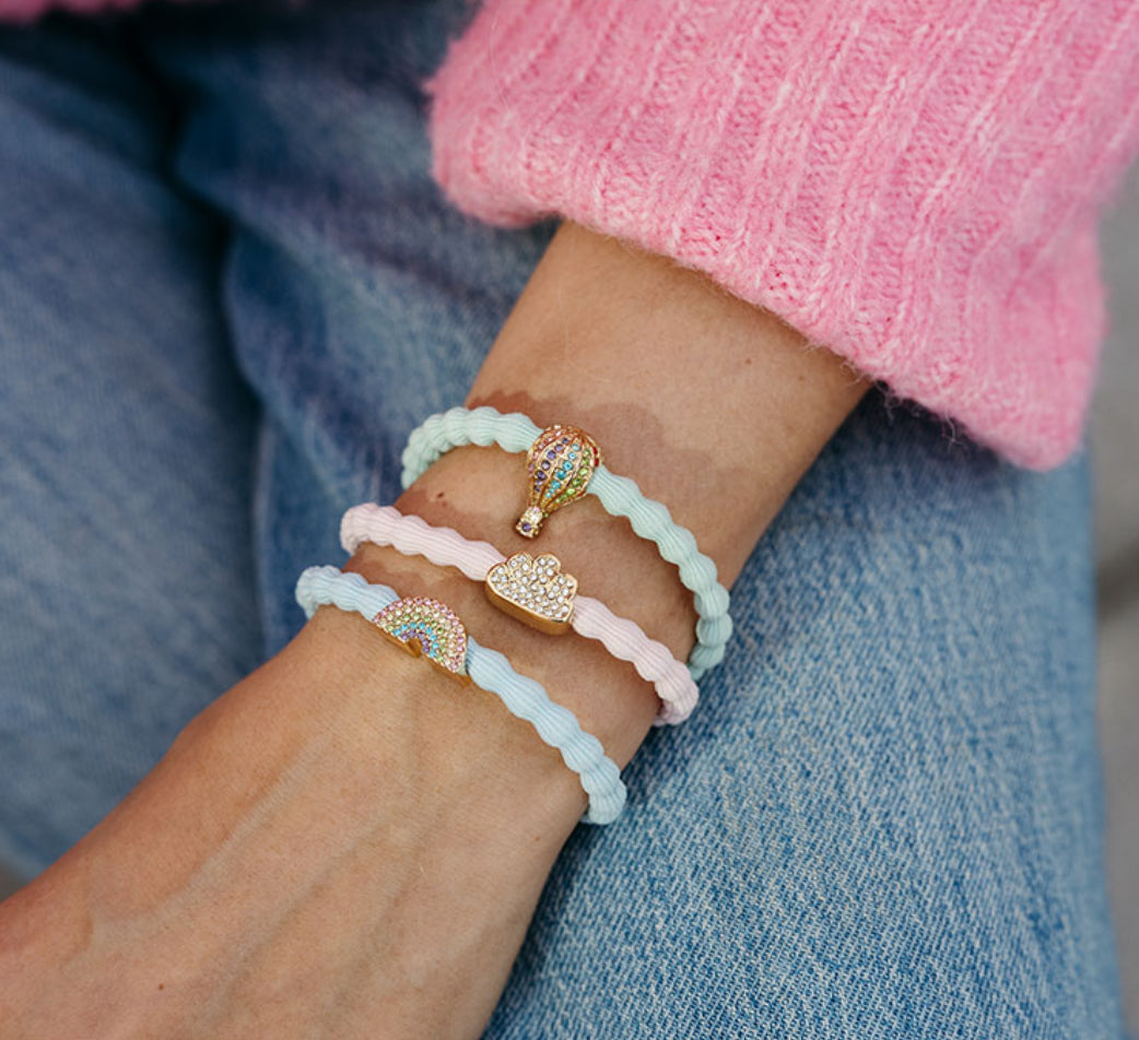 Gold Diamanté Rainbow - Sky Blue