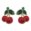 Beaded Crystal Disco Cherry Earrings