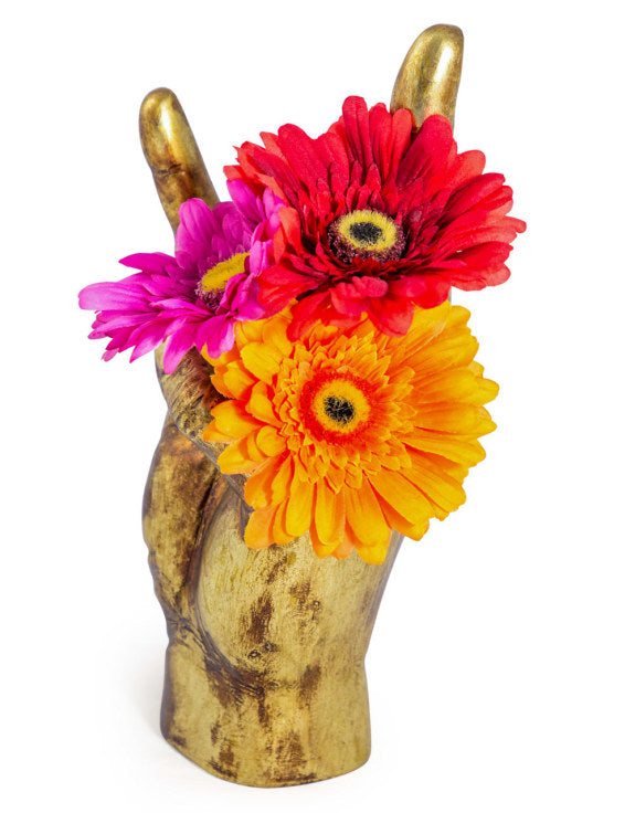 ANTIQUED 'ROCK ON' HAND ORNAMENT