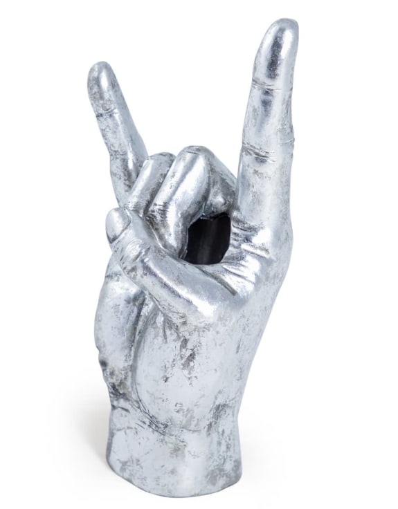 ANTIQUED 'ROCK ON' HAND ORNAMENT