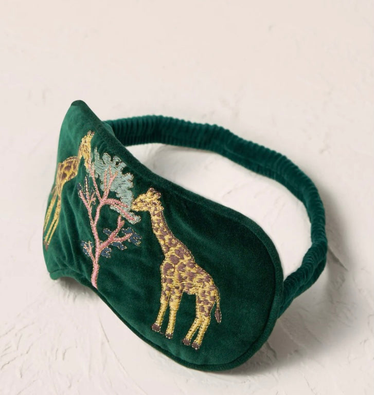 Giraffe Velvet Eye Mask -Forest