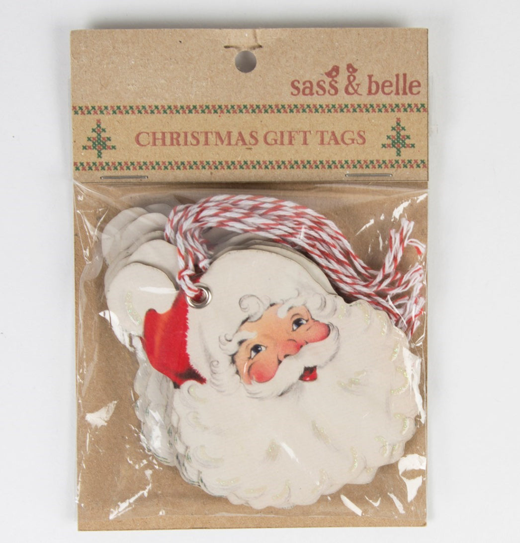 Cheerful Father Christmas Gift Tags -Set Of 10