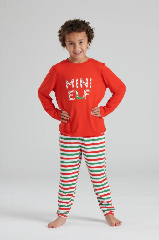 Kids “Mini Elf “ Long Sleeve And Long Pant Pyjama Set