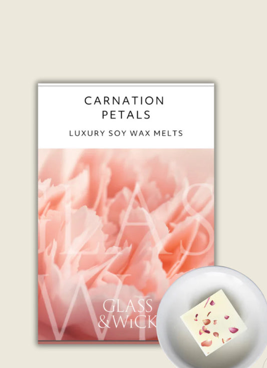 Glass And Wick Carnation Petals - Luxury Soy Wax Melts