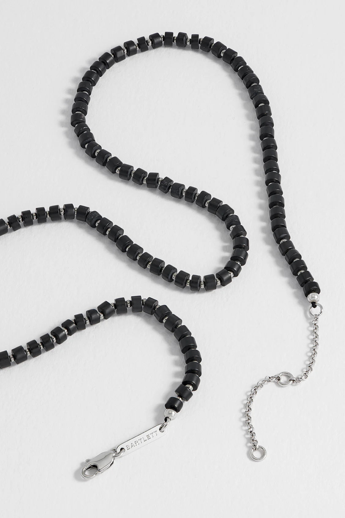 Mens Gemstone Rondelle Necklace -Black Onyx