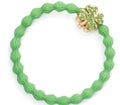 Gold Diamanté Clover - Apple Green