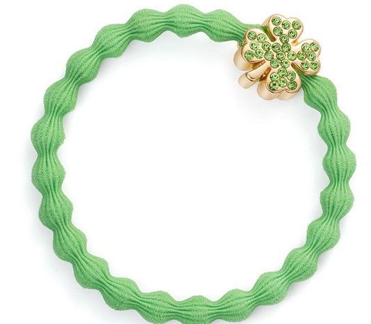 Gold Diamanté Clover - Apple Green