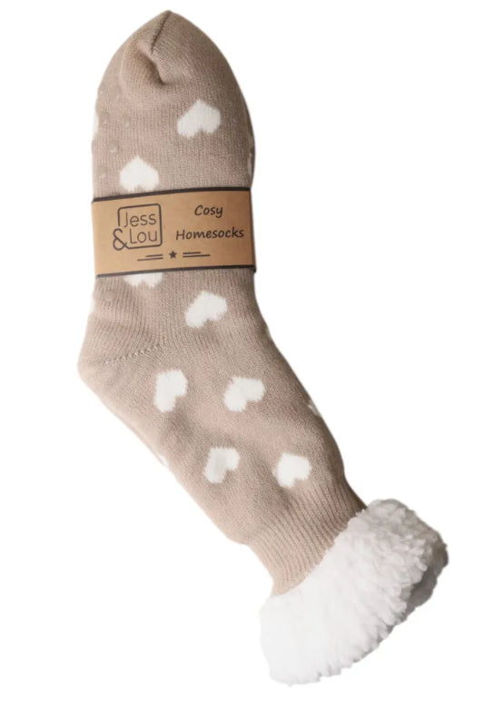 Hearts Fleece Lined Slipper Socks