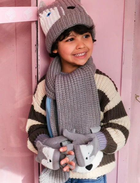 Husky Dog Knitted Gloves