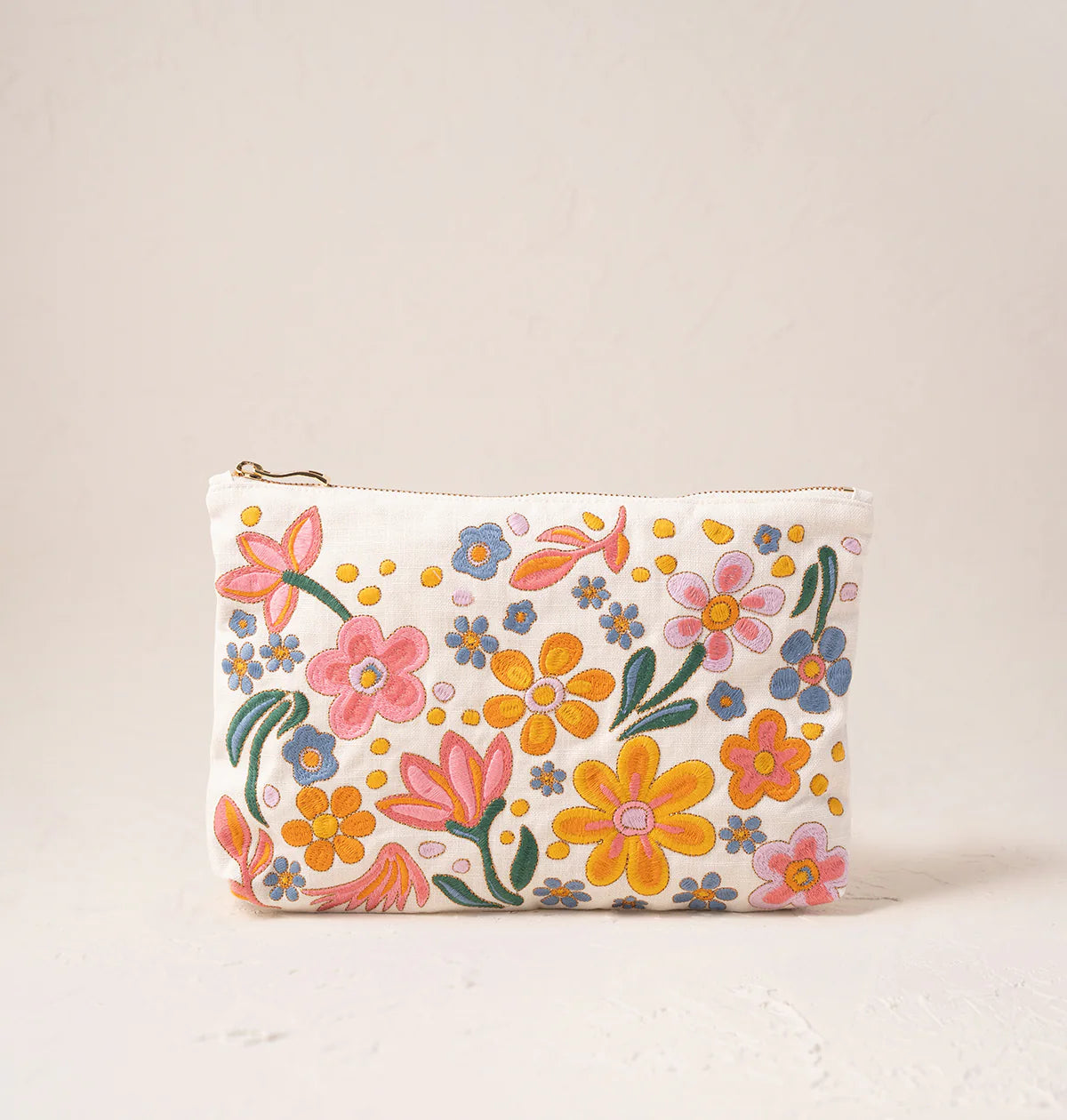 Flower Power Velvet Everyday Pouch -Cream/Cotton