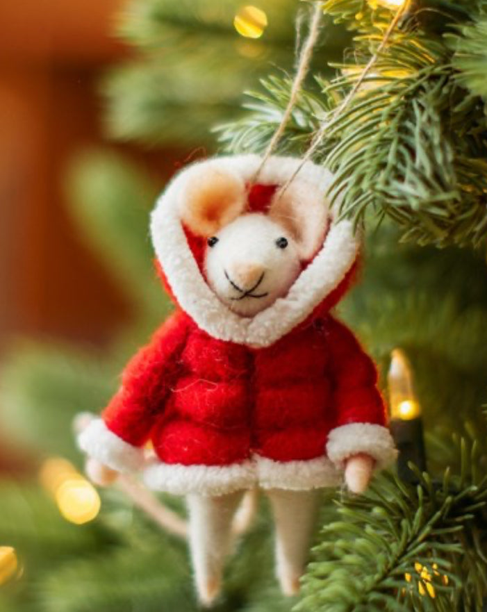 Mouse In Puffer Jacket Felt Decoration