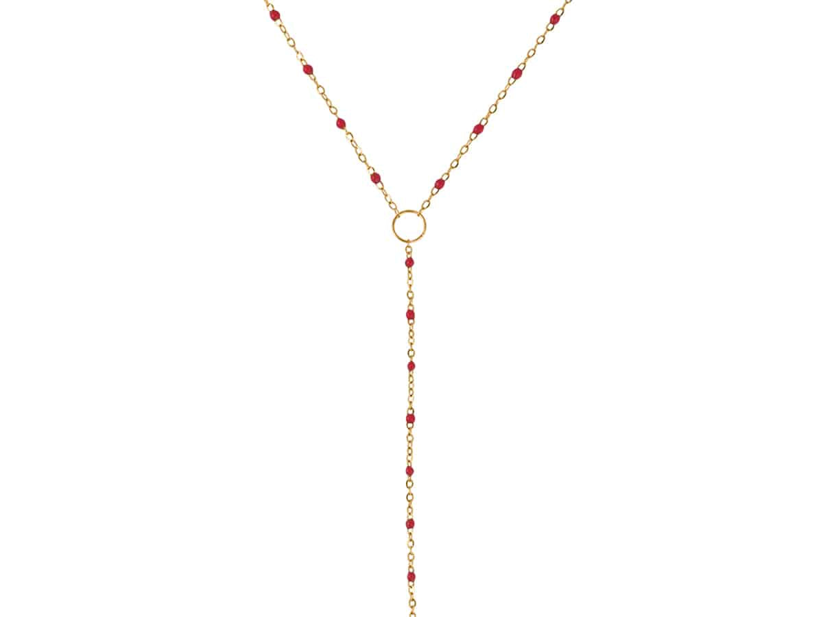 Big metal London Ingrid stainless steel lariat necklace - pink