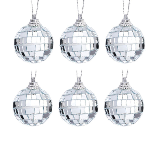 Mini Mirror Ball Baubles - Set Of 6